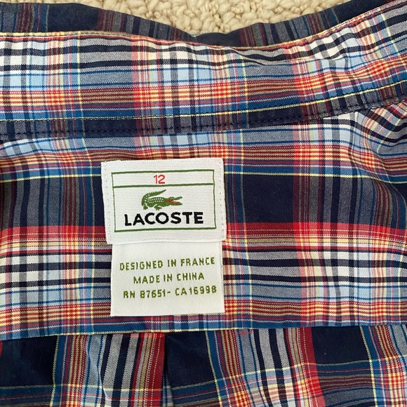 Lacoste boys button down shirt size 12 - Picture 2 of 4